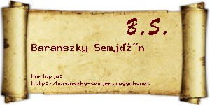 Baranszky Semjén névjegykártya